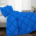thumbnail image 2 of SGI Bedding 3 Piece Cotton Diamond Ruffle Duvet Cover Egyptian Blue Solid 600TC Oversized King, 2 of 8