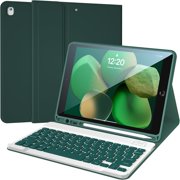 10.2 inch Slim Smart Case iPad 9th Generation Case with Keyboard, Built-in Pencil Holder Folio Stand Cover Detachable Bluetooth Keyboard for iPad Keyboard Case 9th/8th/7th and iPad Pro 10.5" -Green