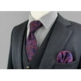 thumbnail image 4 of Paisley Mens Tie Blue Red Wedding Accessories Big and Tall for Suits, 4 of 4