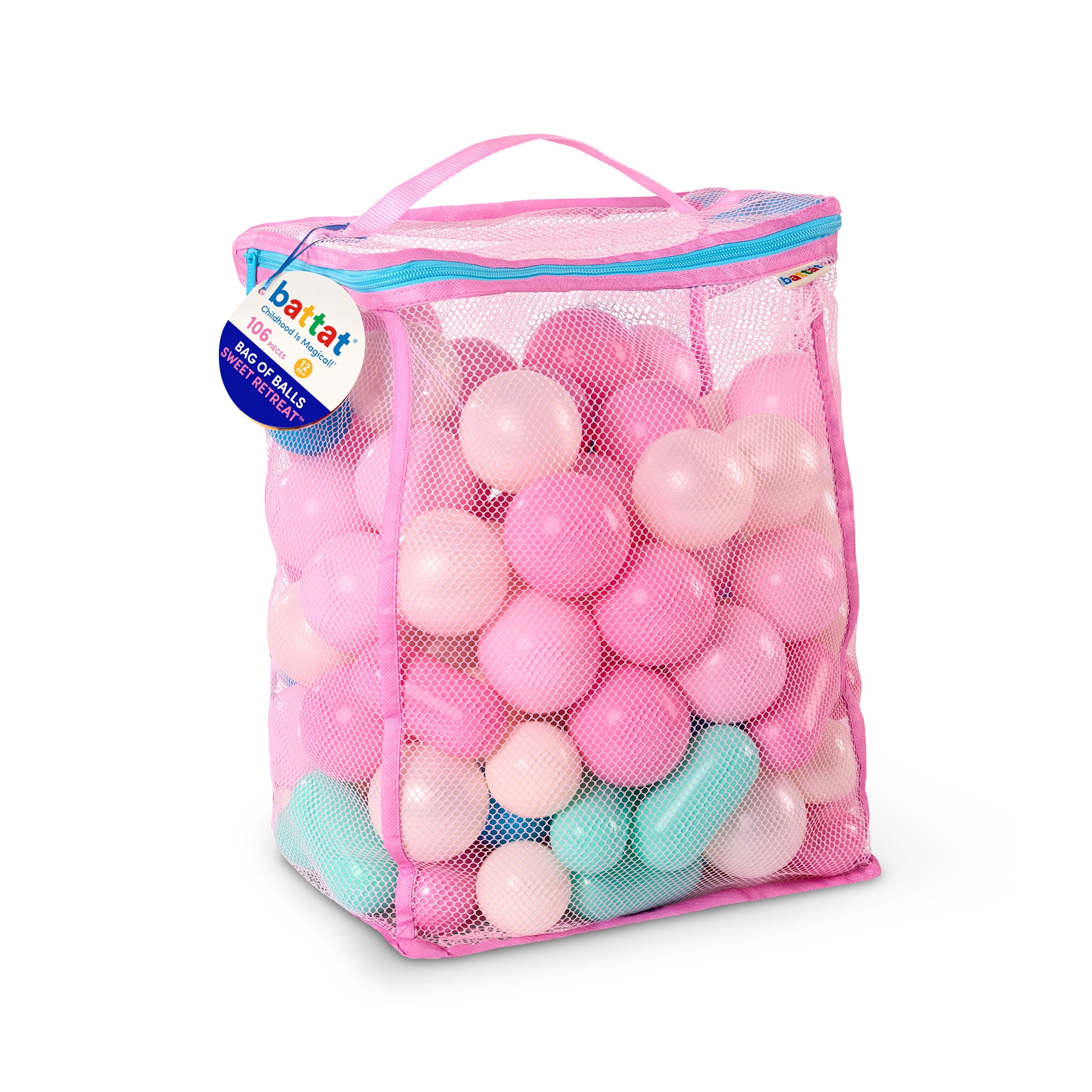 Battat Bag of Balls Sweet Retreat 105 Plastic Play Balls for Ball Pit & Reusable Storage Bag for Toddlers 12 Months +