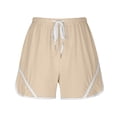 thumbnail image 3 of Short Pants for Women - Breathable Comfortable Casual Wear with Adjustable Drawstring and Versatile Split Design for Summer Use, 3 of 5
