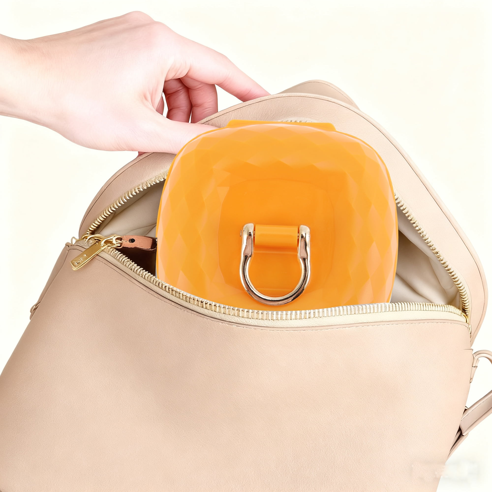 Unique Bargains Multi-Function Stylish Jewelry Box Organizer With Mirror Orange