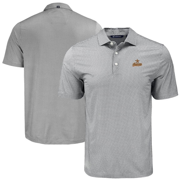 Men's Cutter & Buck Black Houston Astros  Pike Eco Diamond Dot Print Polo