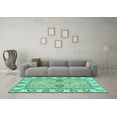 thumbnail image 3 of Ahgly Company Machine Washable Indoor Square Abstract Turquoise Blue Modern Area Rugs, 7' Square, 3 of 4
