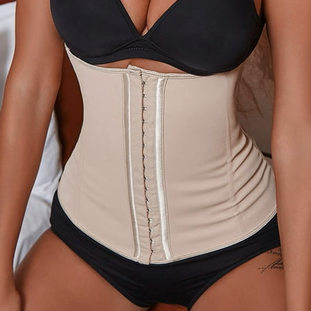 

Cathalem Waist Sweat Band for Women Parthea Strapless Satin Party Corset Fashion Tube Boned Cut Out Lifter Waist Trainer Underwear Beige Small