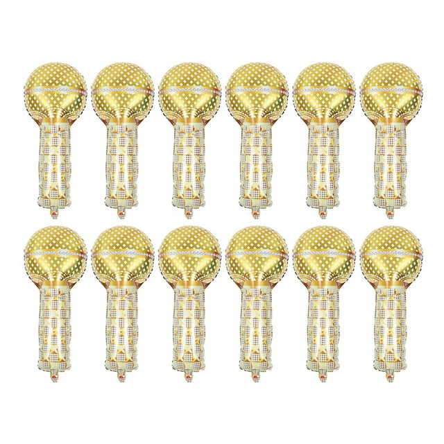 BRIGHTFUFU 12 globos inflables con forma de micrófono para decoración de fiestas, accesorios retro para fiestas.