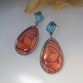 thumbnail image 1 of Taian moda marrón girasol pendientes 925 Retro exagerada turquesa pendientes joyería, 1 of 2