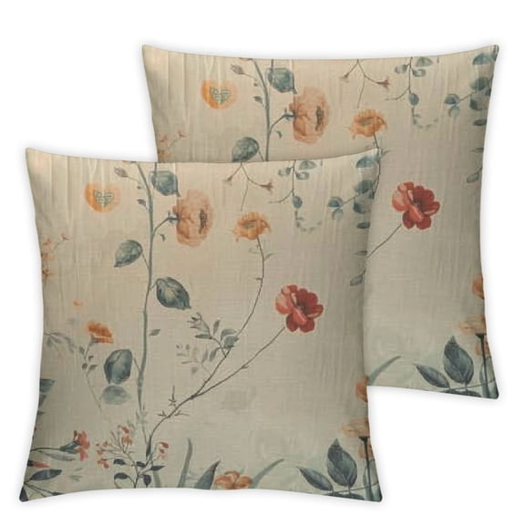 BANET Watercolor Floral Set of 2, Coral Beige Flower Decorative Throw Pillows Modern Floral Pillow Case for Sofa Bedroom Living Room Indoor Outdoor 12x12in