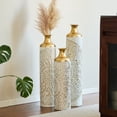 thumbnail image 3 of YIQMI Gold White Sunflower Floor Vase Set of 3 Metal Tall Decorative Dried Flowers Vases, 3 of 8