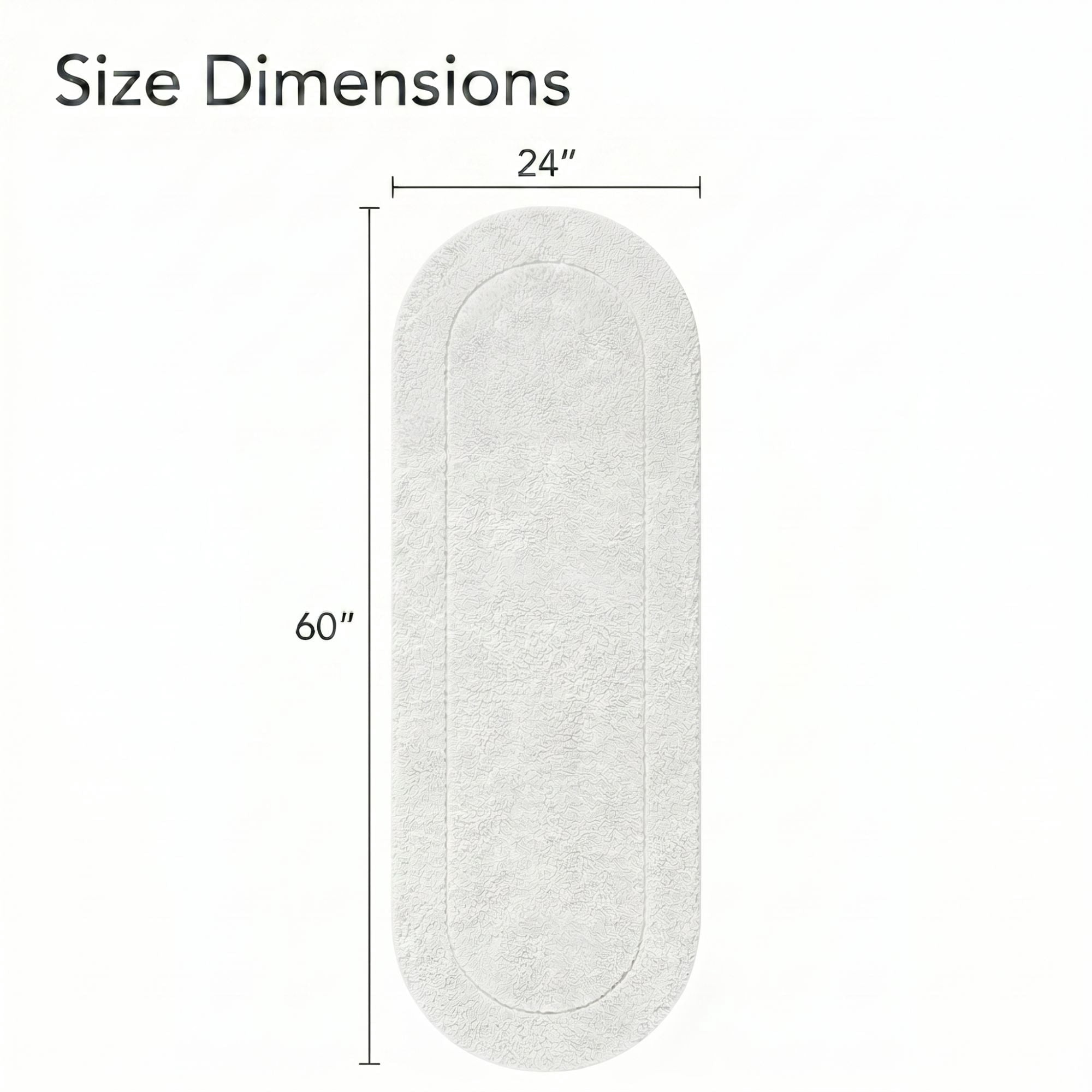 Superior Oval Bordered Cotton Washable Non-Slip Bath Rug, Runner Size, White