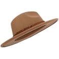 thumbnail image 3 of BadPiggies Vintage Fedora Hat for Men & Women Wide Brim Felt Hats with Belt Buckle (Camel), 3 of 9
