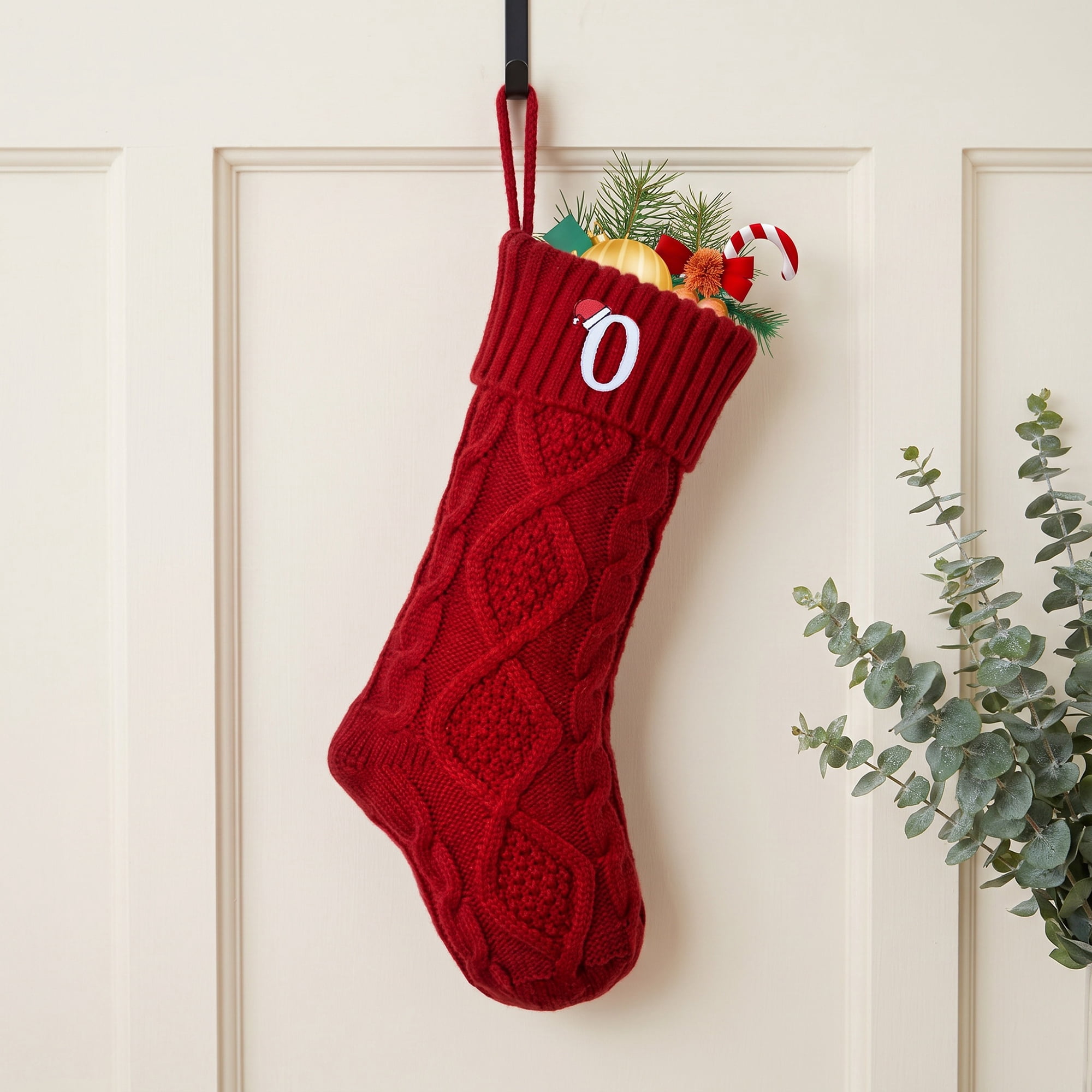 Unique Bargains Canine Bone Christmas Stocking Luxury Puppy Holiday Keepsake Sack Red Letter O 17"