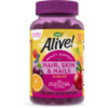 Nature’s Way Alive! Hair  Skin & Nails Gummies  Collagen & Biotin  Antioxidant Vitamins C & E  Strawberry Flavored  60 Gummies