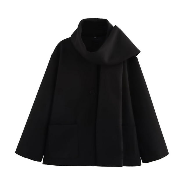 Yanlir Manteau d'Hiver pour Femmes à Manches Longues, Col Rond, Décontracté, Confortable, Ample, pour Usage Quotidien, Tunique de Mode, Blouse Chaude et Douce avec Poche (Noir, m)