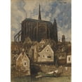 thumbnail image 2 of Louis-Adolphe Hervier 11x14 Black Ornate Wood Framed Double Matted Museum Art Print Titled: Exterior of a Cathedral, 2 of 5