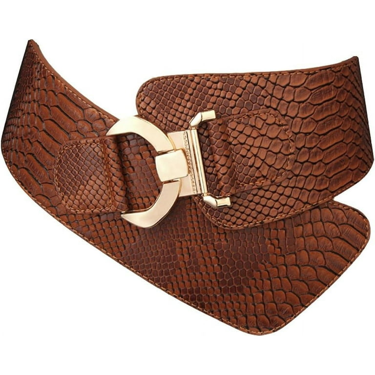Wide Asymmetric Elastic Waist Belt  Stretch Women\'s Adjustable Dress Belt Brown Wide Elastic Waist Belt Women Adjustable fashion Dress Belt  main image 4