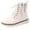 D-Beige, variant on Platform Ankle Combat Boots for Womens Comfortable Leather Non Slip High Top Hiking Shoes Side Zipper Fashion Casual Outdoor Short Booties