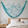 thumbnail image 2 of SLYNSHome Nautical Woven Fishing Net Wall Decor With Beach Mini Ornaments,Sky Blue Coastal Photo Display Mesh, Ocean Style Hanging Net For Indoor Wall Home Decor, 2 of 6