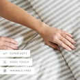 thumbnail image 4 of Noble Linens Light Gray Puffed Rugged Stripes Duvet Set 3-Piece Duvet Cover Set, King/Cal King, 4 of 13