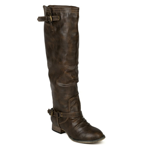 Breckelle Outlaw-91 New Women Leatherette Buckle Riding Knee High Boot