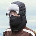 thumbnail image 3 of Pasamontañas de forro polar térmico de invierno, bufanda, protector facial de esquí, calentador de cuello, capucha y gorro Gafas transparentes negras, 3 of 9