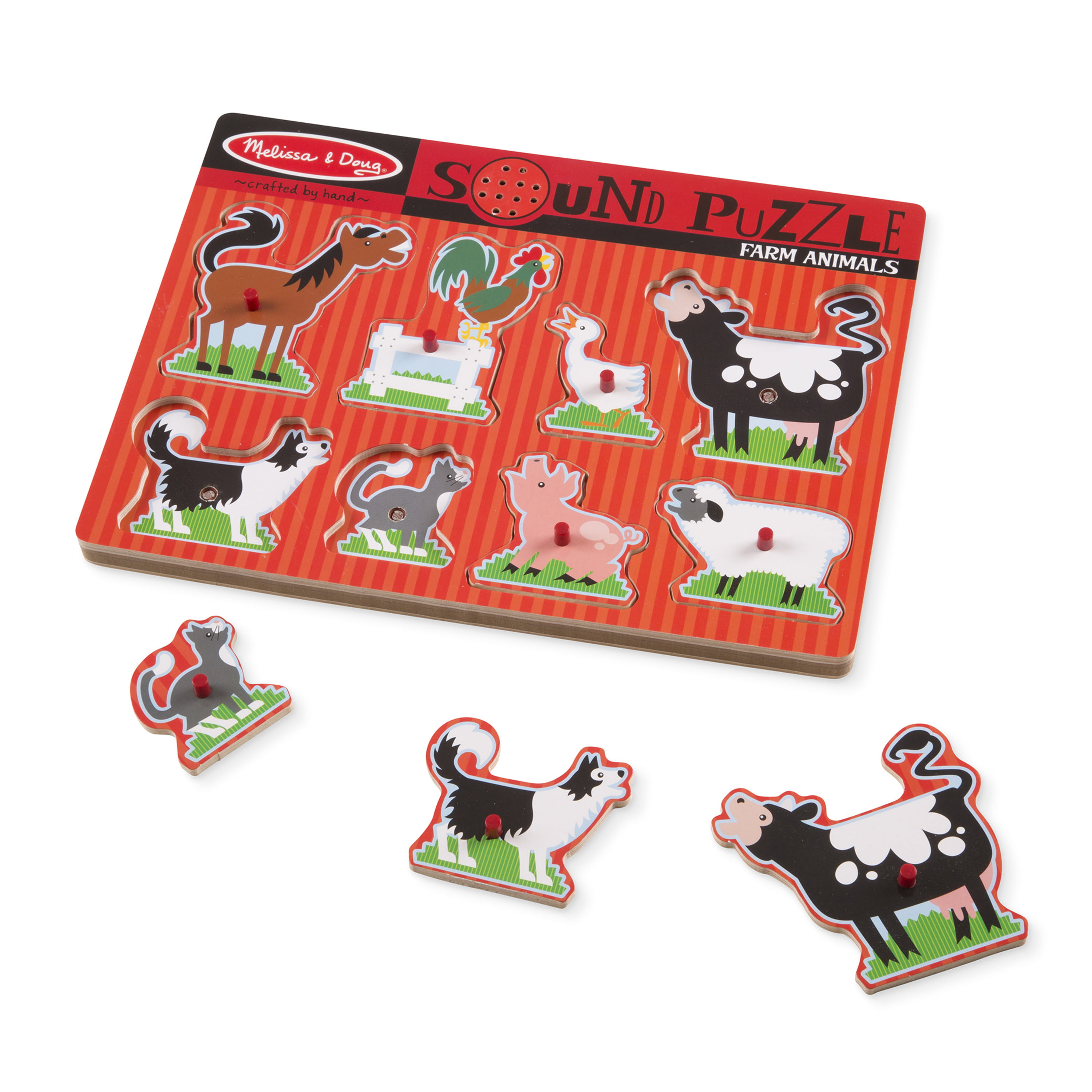 Melissa & Doug Pets Sound Puzzle Wooden 8 Pcs Learning Kid Animals Horse Dog 372 for sale online 