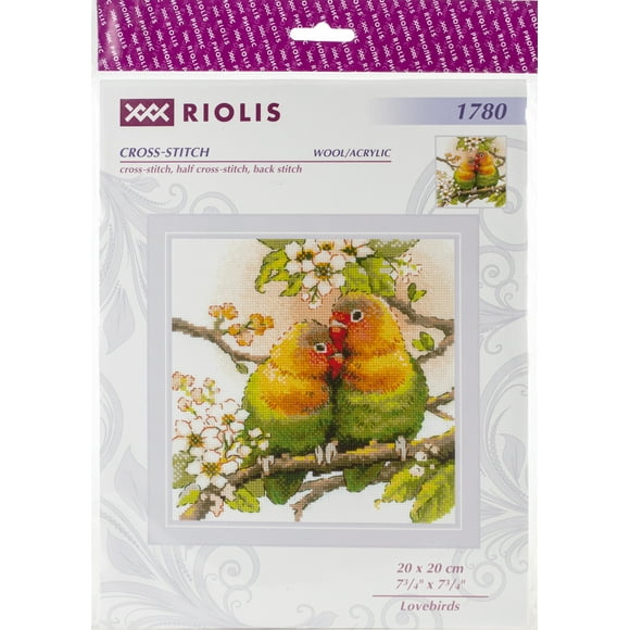 Riolis Counted Cross Stitch Kit 7.75"X7.75"-Lovebirds (14 Count)