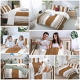 thumbnail image 5 of 3 Piece Modern Brown Duvet Cover Set Twin Size, Microfiber Comforter/Quilt Cover with Corner Ties and 2 Pillowcases, Boho Contemporary Geometric Striped All Season Soft Bedding with Zipper Closure, 5 of 8