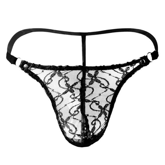 Outfmvch Mens Thong Mens Boxer Briefs Mens Underwear Men's Panties Underwear Lace Mesh G-string Thongs Panties Briefs Panties(clearance) Black Xl