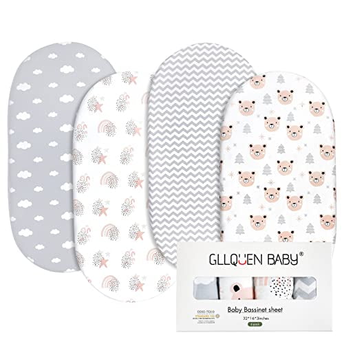 Gllquen Baby Bassinet Sheets 4 Pack Breathable Cozy Fitted