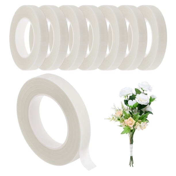Uxcell 8-Rollos Cintas Florales 1/2 Pulgada 30 Yardas Cinta Floral Blanca para Manualidades Florales Cinta Floral para Ramos de Flores Frescas Boda
