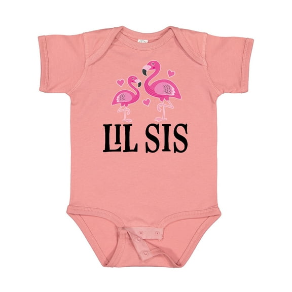 Inktastic Little Sister Girls Lil Sis Flamingo Girls Baby Bodysuit