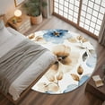 thumbnail image 3 of 3ft Round Rug, Blue Brown Spring Floral Non-Skid Rubber Backing Large Area Rugs - Living Room Bedroom Home Office, Summer Botanical Watercolor Indoor Floor Mat Carpets Washable Rug, 3 of 9