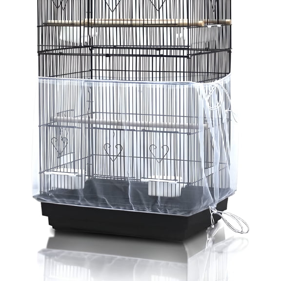 GASTROPOD 2026 New White Universal Bird Cage Cover with Seed Catcher Mesh, Parrot Cage Skirt - Nighttime Pet Comfort for Indoor Cages,Aviaries,Travel