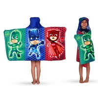PJ Masks Kids Bath and Beach Hooded Towel Wrap, 100% Cotton