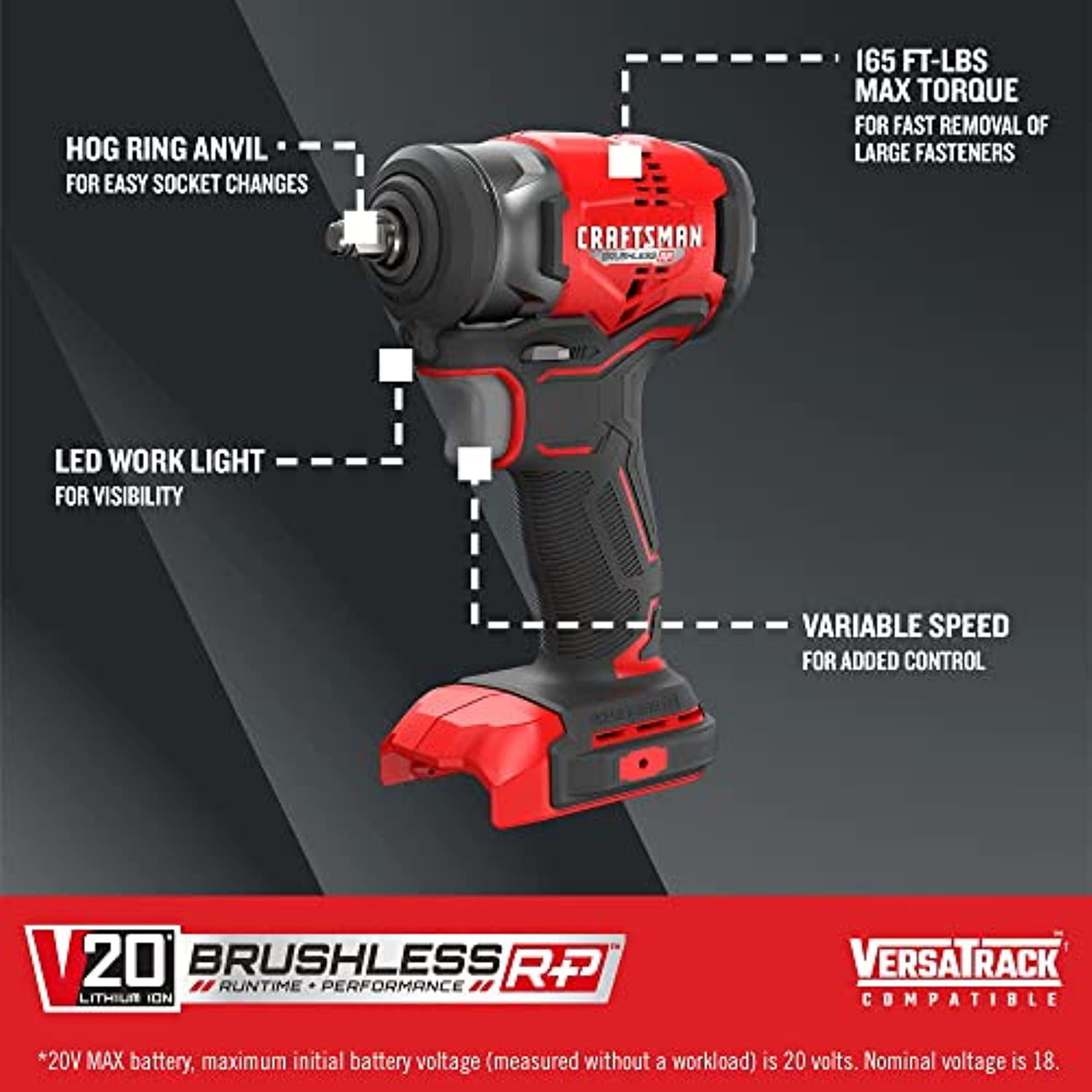 Craftsman V20 3 8 in. Cordless Brushless Impact Wrench Tool Only Walmart