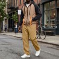 thumbnail image 6 of Delconic Mens Fleece Lined Hoodie and Straight Leg Pants Set Relaxed Fit Zip Front Long Sleeve Casual Two Piece Tracksuit Khaki XL, 6 of 6