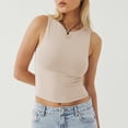 thumbnail image 2 of MIASHUI Débardeurs pour Femmes Tendance d'Été à Col Rond Sans Manches Décontractés Basiques, Beige, m, 2 of 6