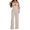 Light Yellow, variant on Women's Sleeveless High Waist Wide Leg Jumpsuit - Boho Style Romper for Summer/Fall Comfort
