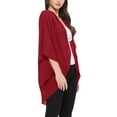 thumbnail image 2 of Women's  Loose Fit 3/4 Sleeves Kimono Style Cover Up Solid Cardigan S-3XL, 2 of 4