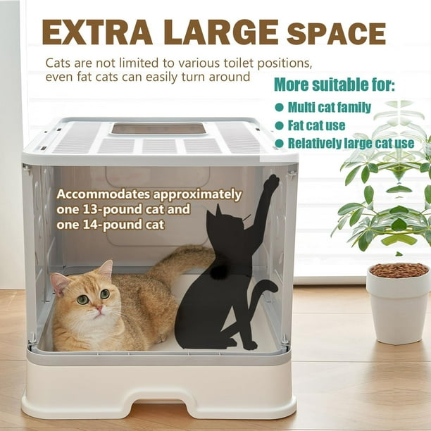GHSDFBB Extra Large Cat Litter Box Enclosed Top Entry Big Cat Litter Boxes with Lid for Medium and Large Cats Jumbo XL Covered High Wall Kitten Toilet for Multi Cats Gray Walmart