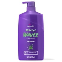 Aussie Miracle Waves Anti-Frizz Hemp Paraben-Free Shampoo, 26.2 fl oz for All Hair Types