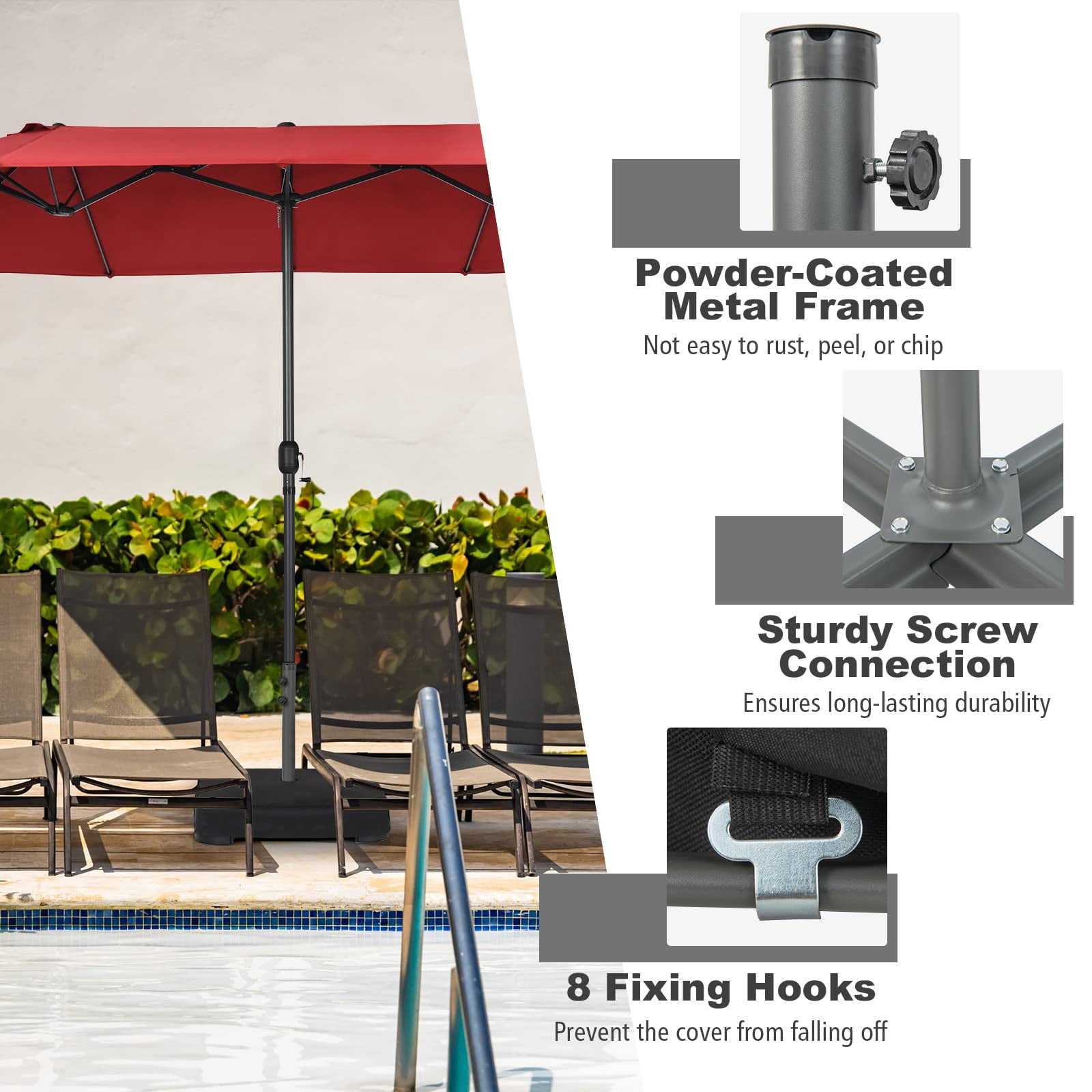 Giantex 200lbs Filled Umbrella Base with 2 Sandbags, Adjustable Knobs, All-Weather Cover, Fit for Poles up to 1.9", Large Outdoor Umbrella Stand Holder for Market Poolside Patio Table Umbrella