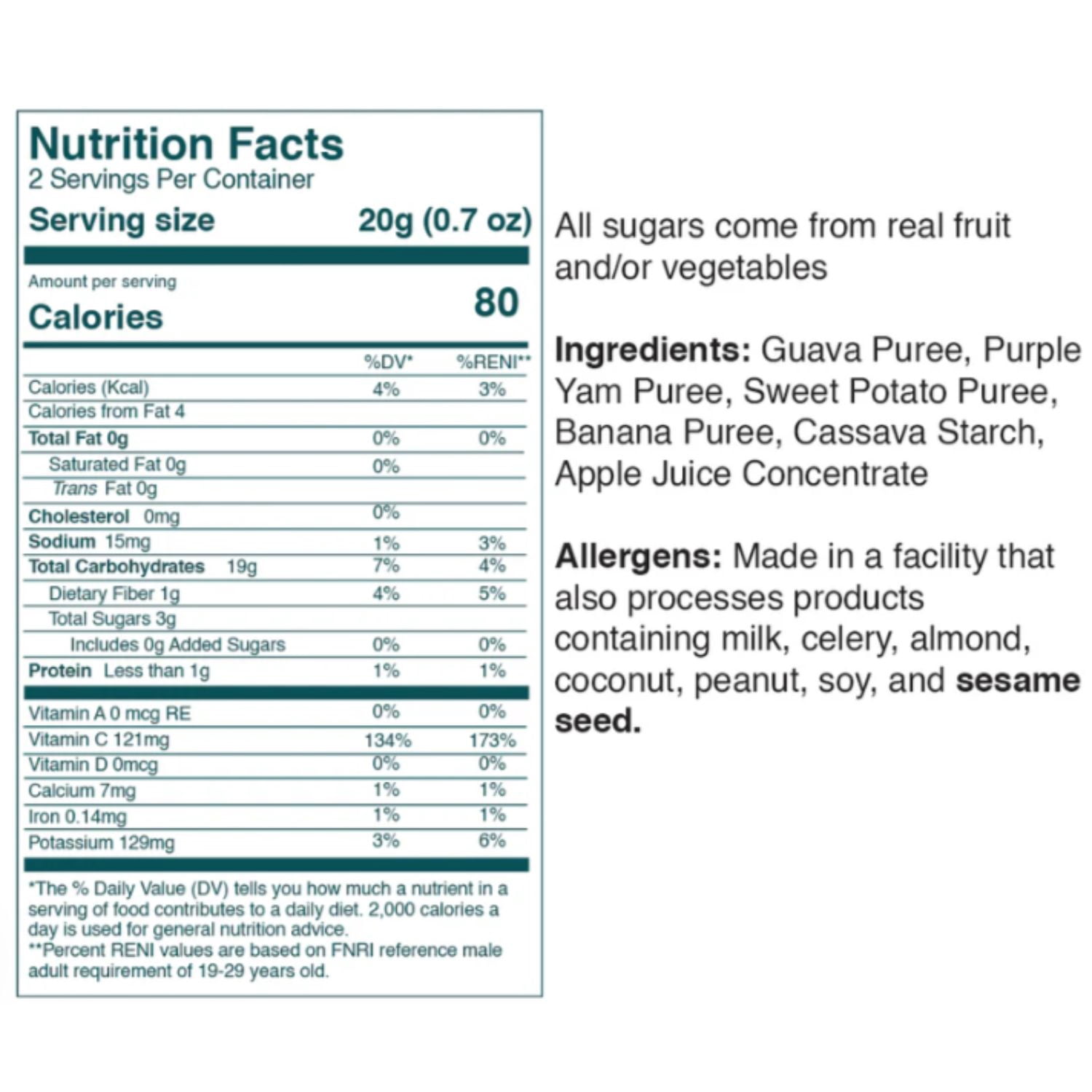 OSH Baked Vegan Fruit Crisps Chips - Guava Purple Yam Banana (24x1.41oz)