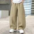 thumbnail image 3 of Bixock Fall Cotton Sweatpants for Boys High Waist Straight Leg with Side Pockets Kids Solid Color Loose Casual Wide Leg Trousers Comfortable Workout Activewear Boys Clothings Size 5-6Years, 3 of 6