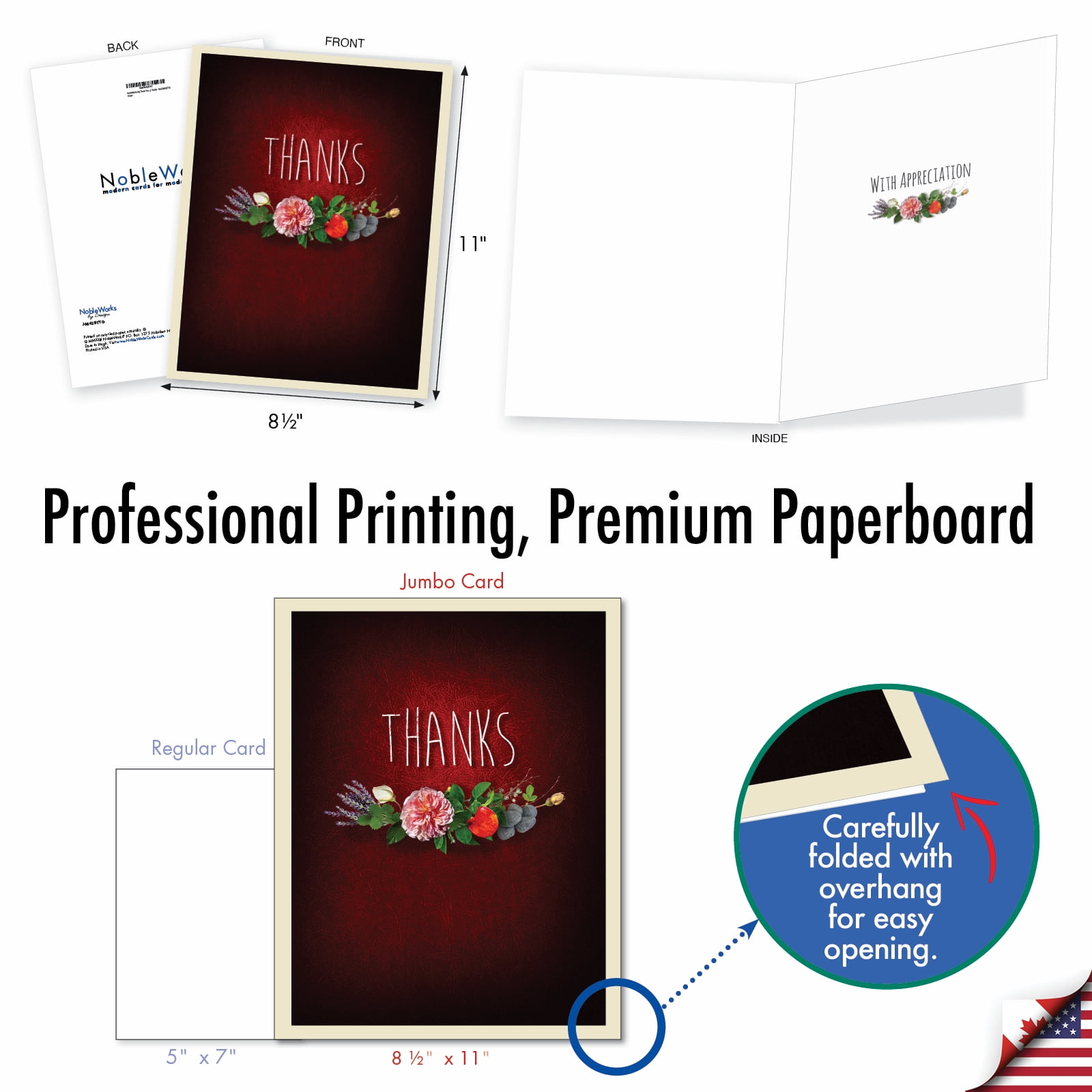 NobleWorks Jumbo Thank You Card - 8.5 X 11 Inch Giant Greeting Card With Envelope (1 Pack) 5 thumbnail image
