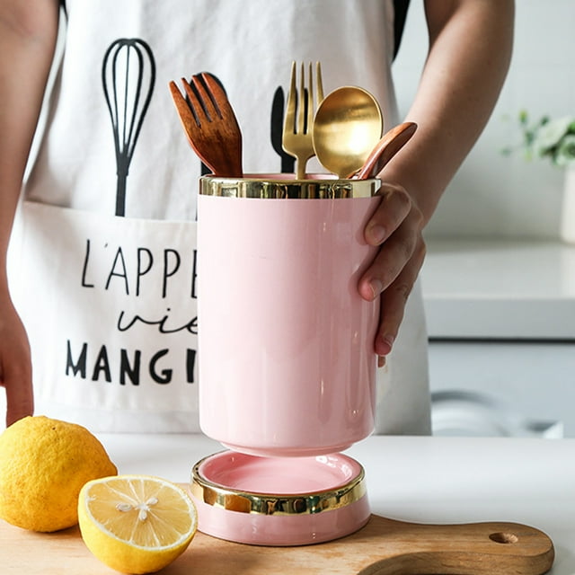 Cutlery Ceramic Chopstick Holder Chopsticks Storage Knife Tableware Utensils Organizer Tableware Utensils Organizer Rack Decoration Accessories Pink