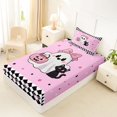 thumbnail image 4 of Homewish Cartoon Bow Ghost Cat Twin Sheets for Kids, Sugar Halloween Pumpkin Bedding, 3pcs, 1 Flat Sheet, 1 Fitted Sheet and 1 Pillowcase, 4 of 5