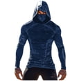 thumbnail image 4 of Aobny Slim Fit Tee Shirts Plain Sun Shirt Mens Tshirts Hooded Long Sleeve Men Shirts Casual,Navy Blue,L, 4 of 5