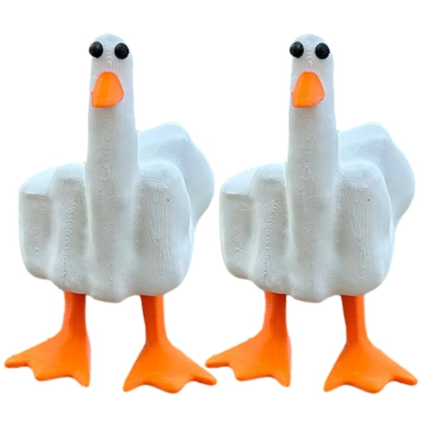 2/3/4/7 Uds. Esculturas de pato con dedo medio pato pequeño para césped de Patio